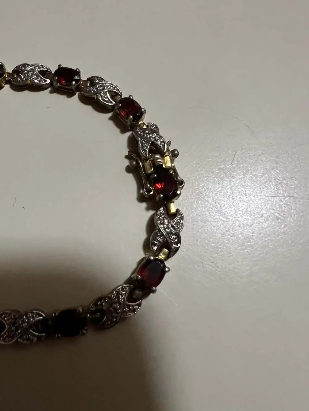 Sterling Silver Garnet Tennis Bracelet
